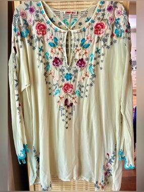JOHNNY WAS Colorful Winter Butterfly Tunic XL